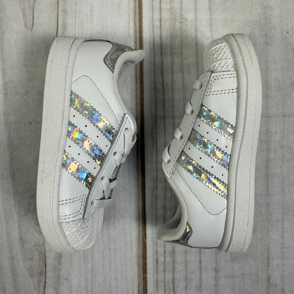 Adidas Superstar Iridescent Stripe Toddler Sneakers Size 7C - Picture 3 of 7